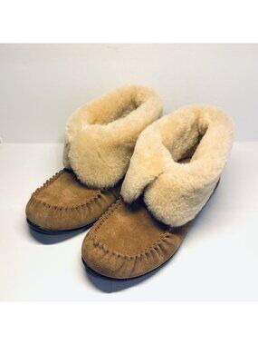 ABEO B.I.O. System Women's Whitby Tan Sheepskin Ankle Booties Sz 9 Slip-On